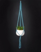 Hand Crafted Macrame Plant Hanger in Teal by Hanga